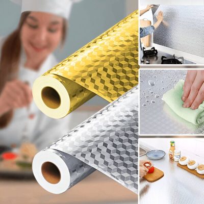 Küchen-Aluminiumfolien-Aufkleber - 61x300 cm, zuschneidbar, ölbeständig | ALUMAX